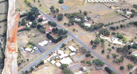 Aerial shot of central area of Teesdale with public art, 'Free Spirit' by Mark Trinham. Photo credits: Neil Aird and Roy Hay.